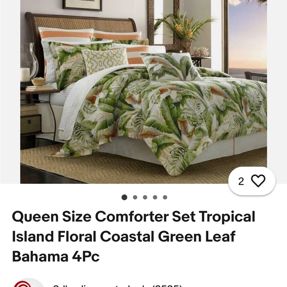 Tommy Bahama Leafy Green and Cream Duvet Cover - Picture 5 of 12